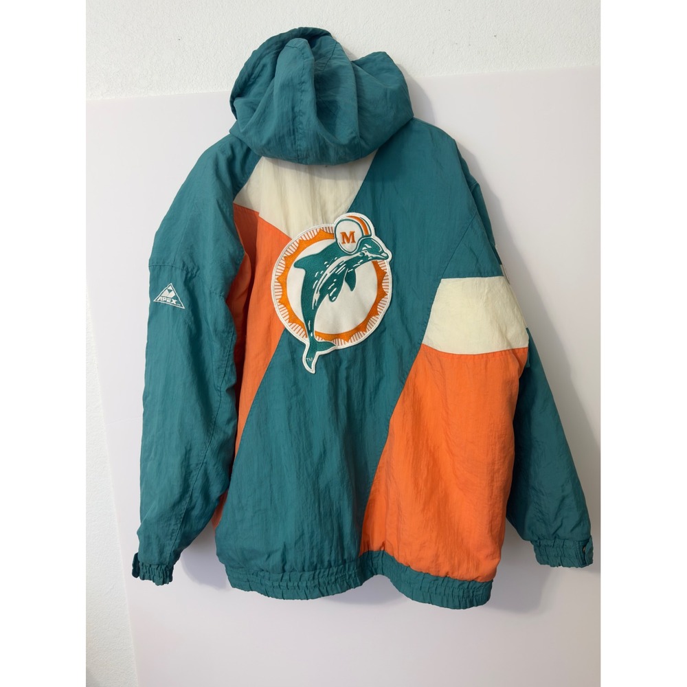 Vintage Apex One NFL Pro Line Miami Dolphins Jacket Mens XL Teal Orange‎ 90s